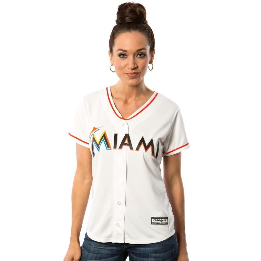 Miami Marlins Majestic Women's Cool Base Jersey - White