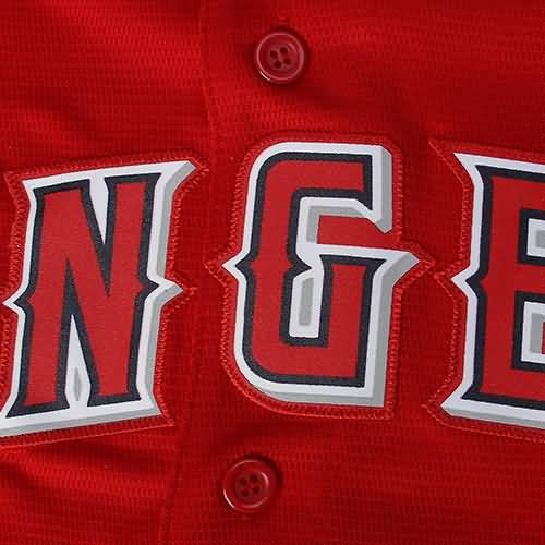 Los Angeles Angels Majestic Youth Official Cool Base Jersey - Scarlet