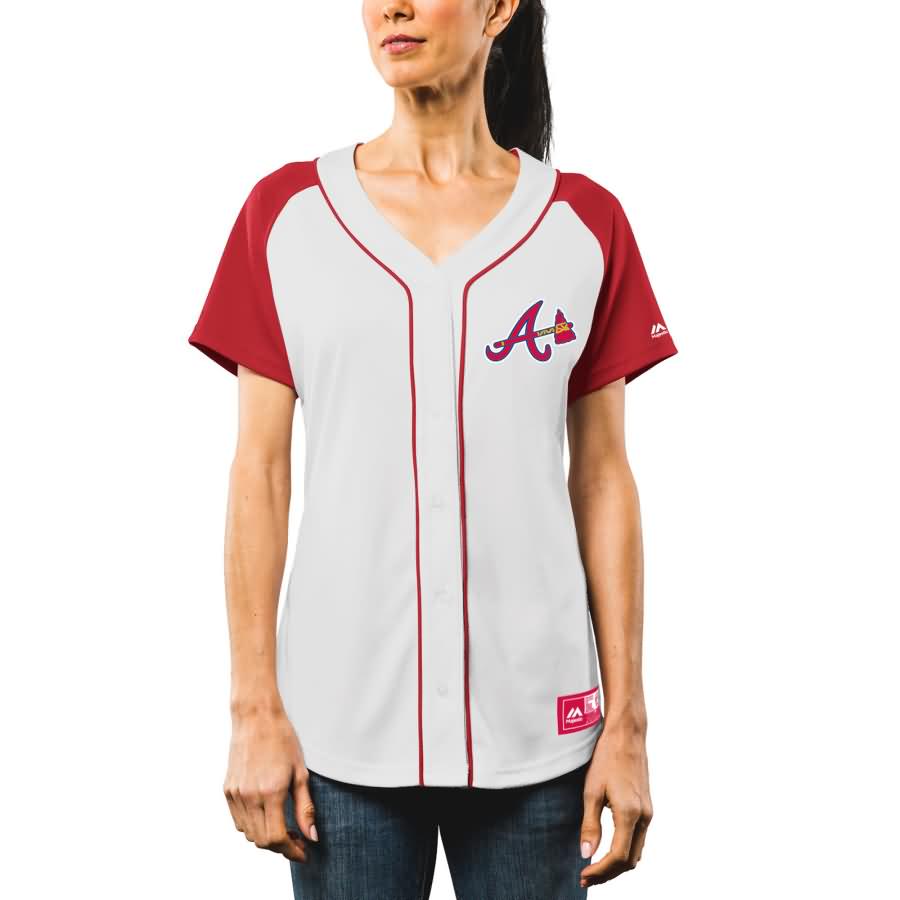 Atlanta Braves Majestic Women's Fashion Replica Jersey - White/Red