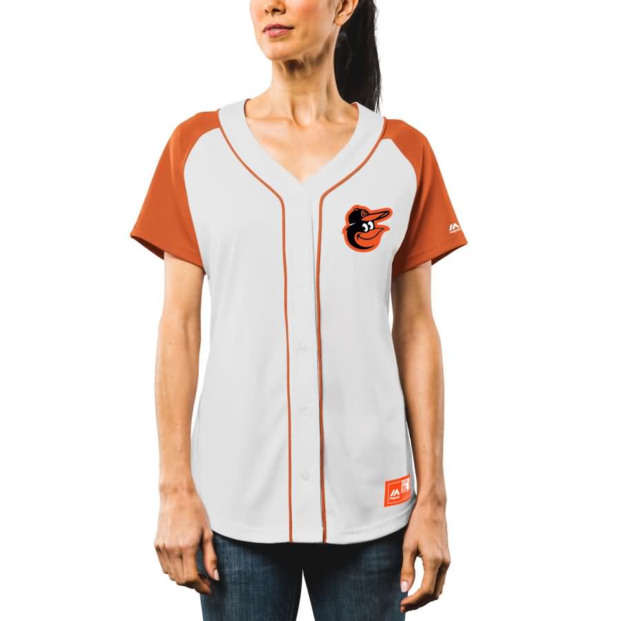 Baltimore Orioles Majestic Women's Fashion Replica Jersey - White/Orange