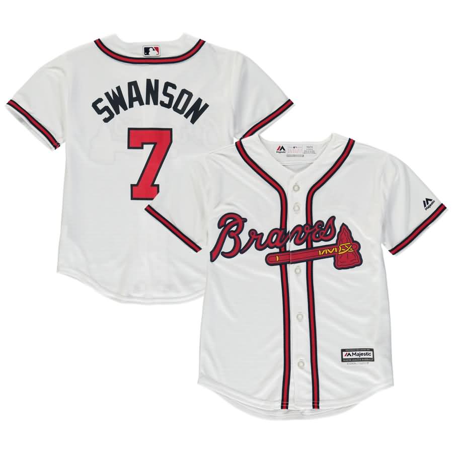 Dansby Swanson Atlanta Braves Majestic Youth Official 2015 Cool Base Player Jersey - White/Red