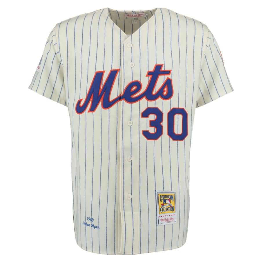 Nolan Ryan 1969 New York Mets Mitchell & Ness Authentic Throwback Jersey - Cream/Blue