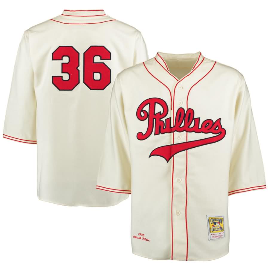 Chuck Klein 1936 Philadelphia Phillies Mitchell & Ness Authentic Throwback Jersey - Cream