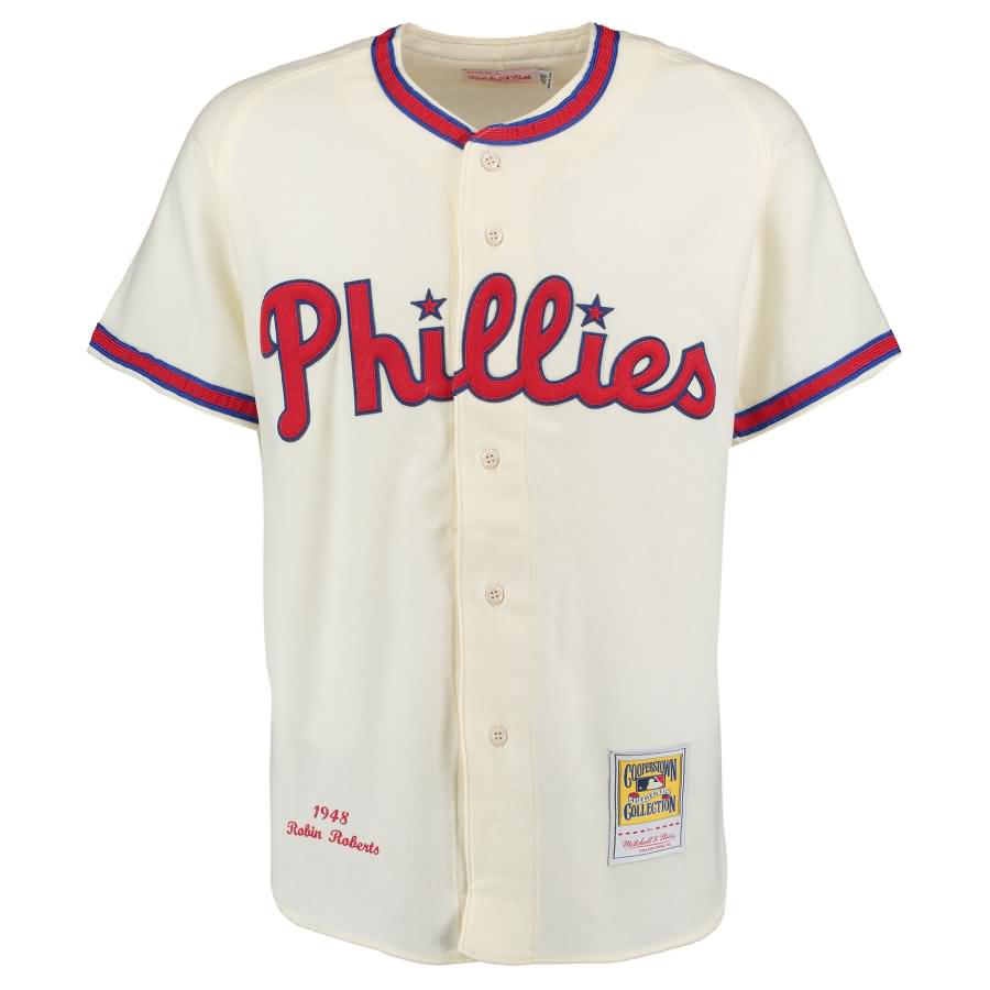 Robin Roberts 1948 Philadelphia Phillies Mitchell & Ness Authentic Throwback Jersey - Cream