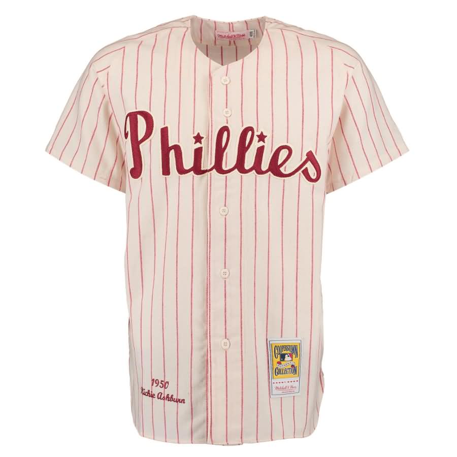 Richie Ashburn 1950 Philadelphia Phillies Mitchell & Ness Authentic Throwback Jersey - Cream/Red