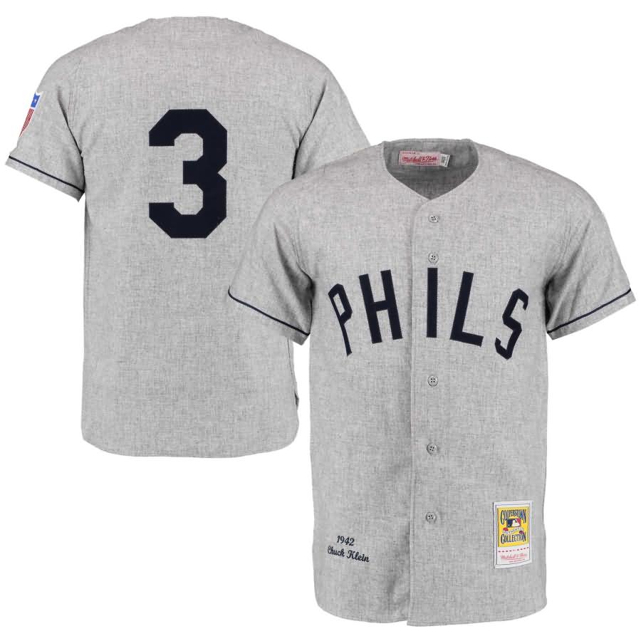 Chuck Klein 1942 Philadelphia Phillies Mitchell & Ness Authentic Throwback Jersey - Gray