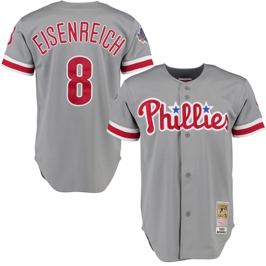 Jim Eisenreich 1993 Philadelphia Phillies Mitchell & Ness Road Authentic Throwback Jersey - Gray