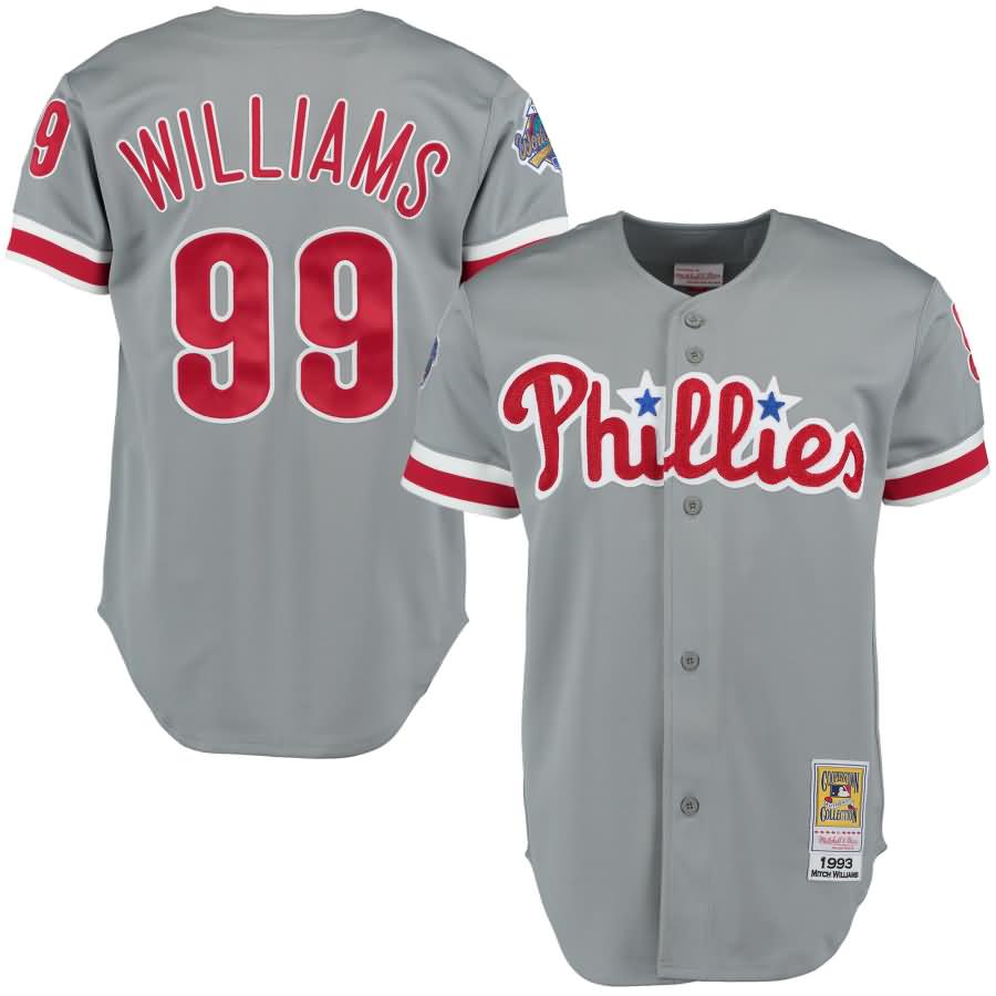 Mitch Williams 1993 Philadelphia Phillies Mitchell & Ness Road Authentic Throwback Jersey - Gray