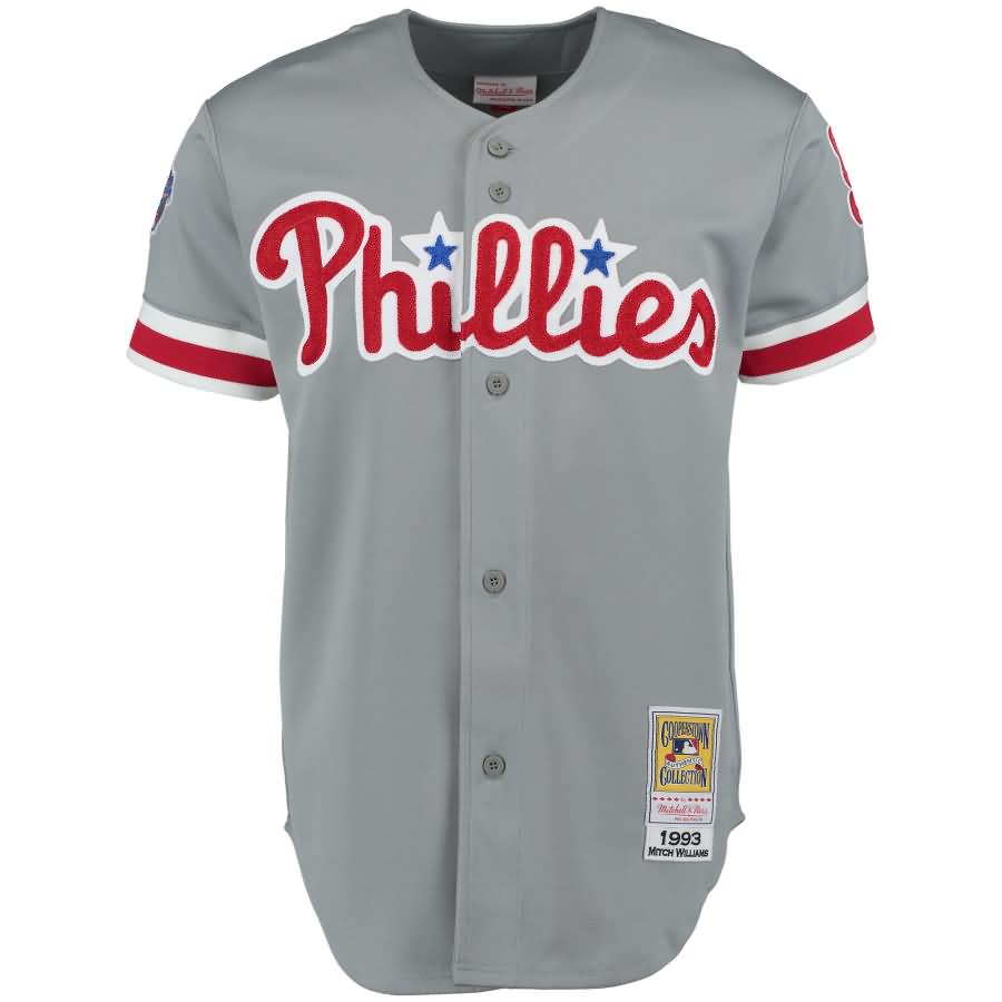 Mitch Williams 1993 Philadelphia Phillies Mitchell & Ness Road Authentic Throwback Jersey - Gray