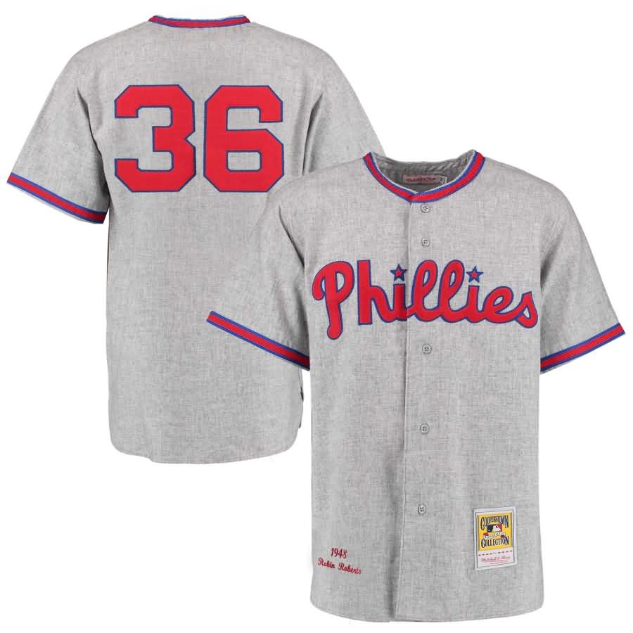 Robin Roberts 1948 Philadelphia Phillies Mitchell & Ness Authentic Throwback Jersey - Gray