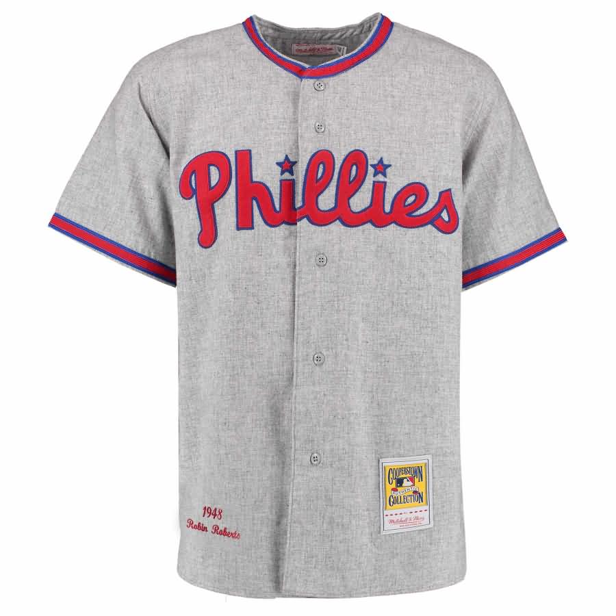 Robin Roberts 1948 Philadelphia Phillies Mitchell & Ness Authentic Throwback Jersey - Gray