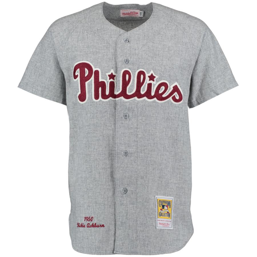 Richie Ashburn 1950 Philadelphia Phillies Mitchell & Ness Authentic Throwback Jersey - Gray