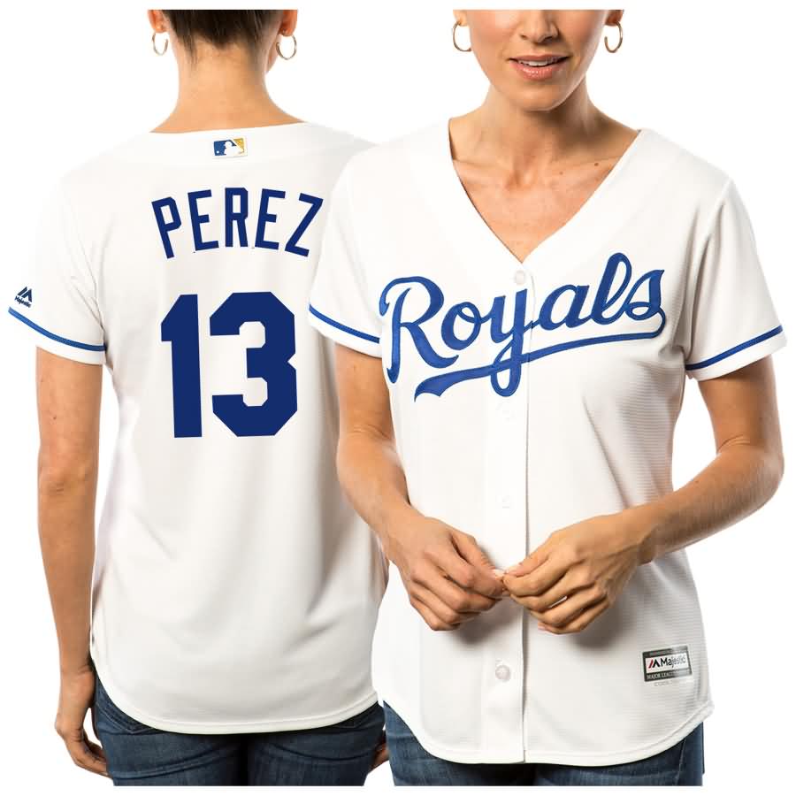 Salvador Perez Kansas City Royals Majestic Women's Cool Base Player Jersey - White