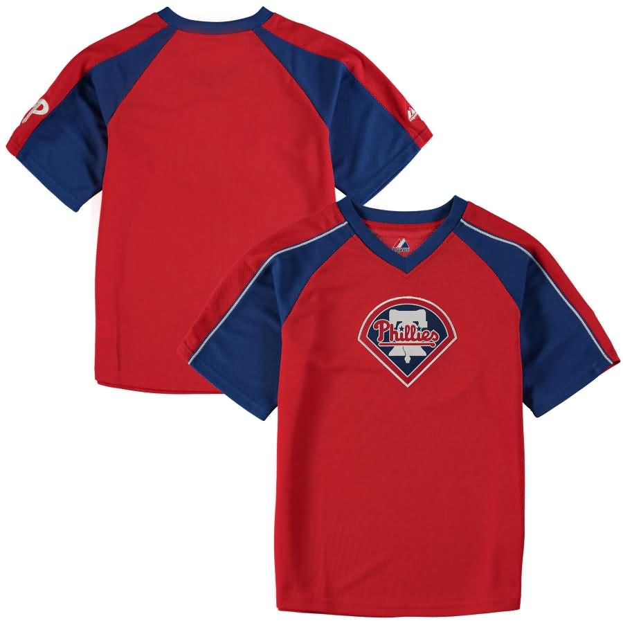 Philadelphia Phillies Majestic Youth Jetstream V-Neck Jersey - Red