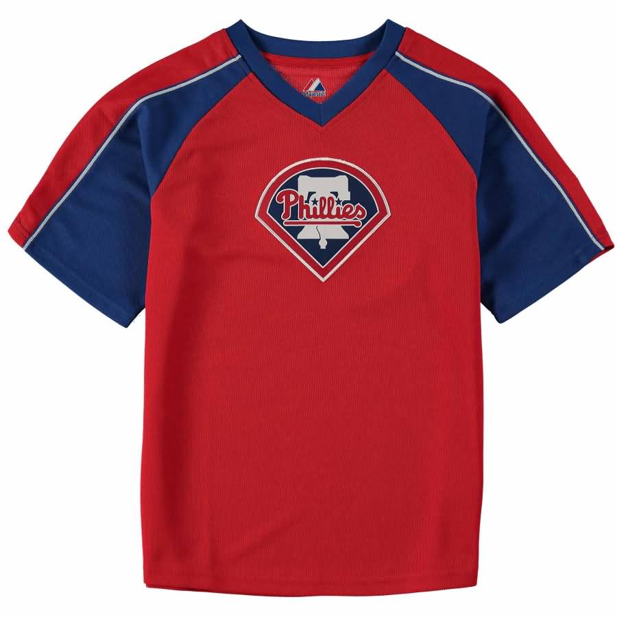 Philadelphia Phillies Majestic Youth Jetstream V-Neck Jersey - Red