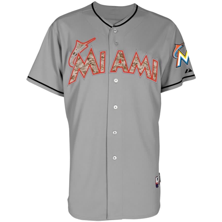 Giancarlo Stanton Miami Marlins Majestic USMC Player Authentic Jersey - Gray