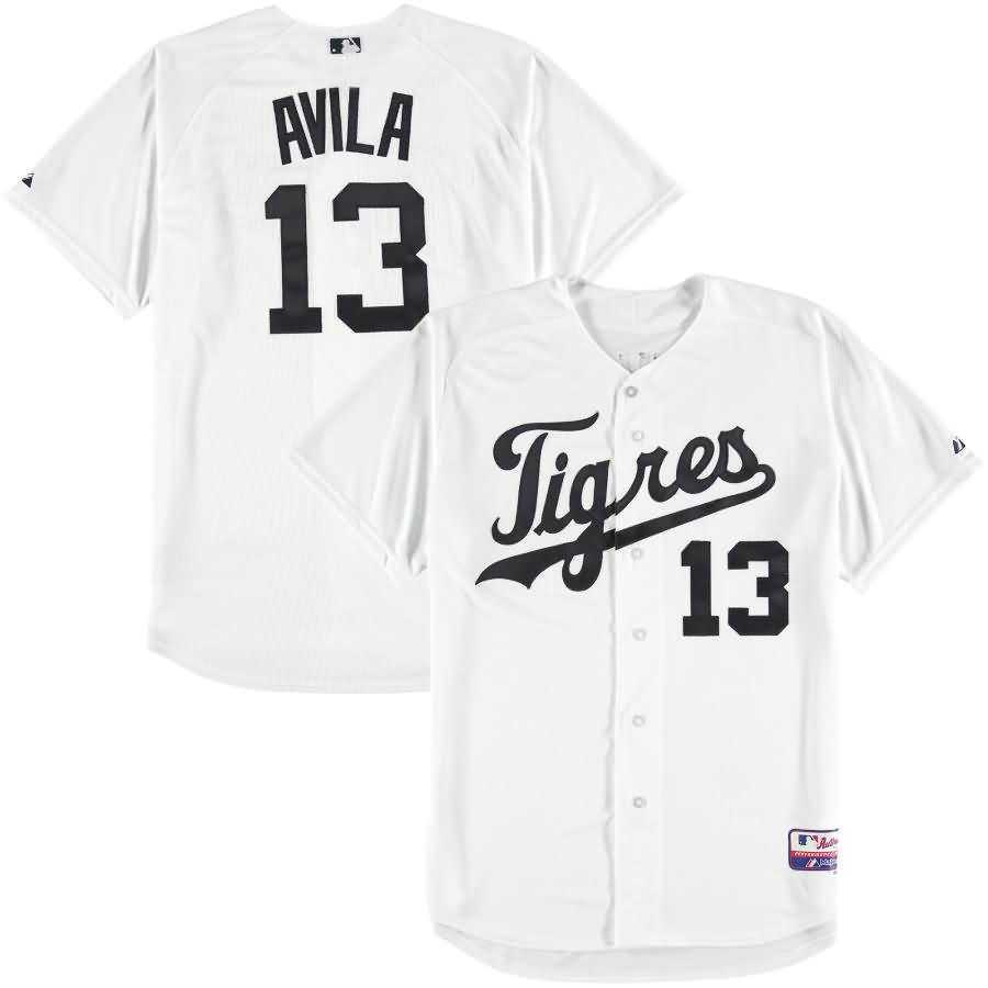 Alex Avila Detroit Tigers Majestic Spanish 6300 Player Authentic Cool Base Jersey - Fashion White