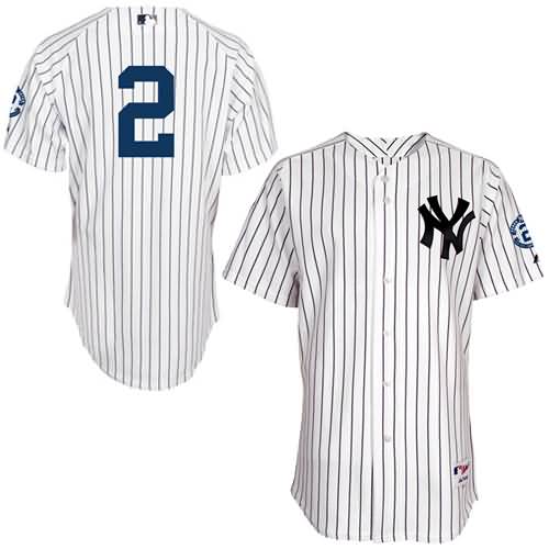 Derek Jeter New York Yankees Majestic Patch Authentic Jeter Collection Jersey - White/Navy