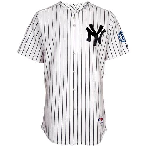 Derek Jeter New York Yankees Majestic Patch Authentic Jeter Collection Jersey - White/Navy