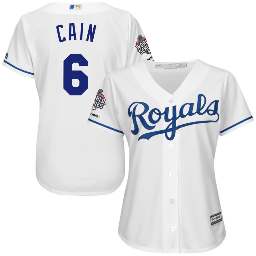 Lorenzo Cain Kansas City Royals Majestic Women's 2015 World Series Champions Cool Base Player Jersey - White