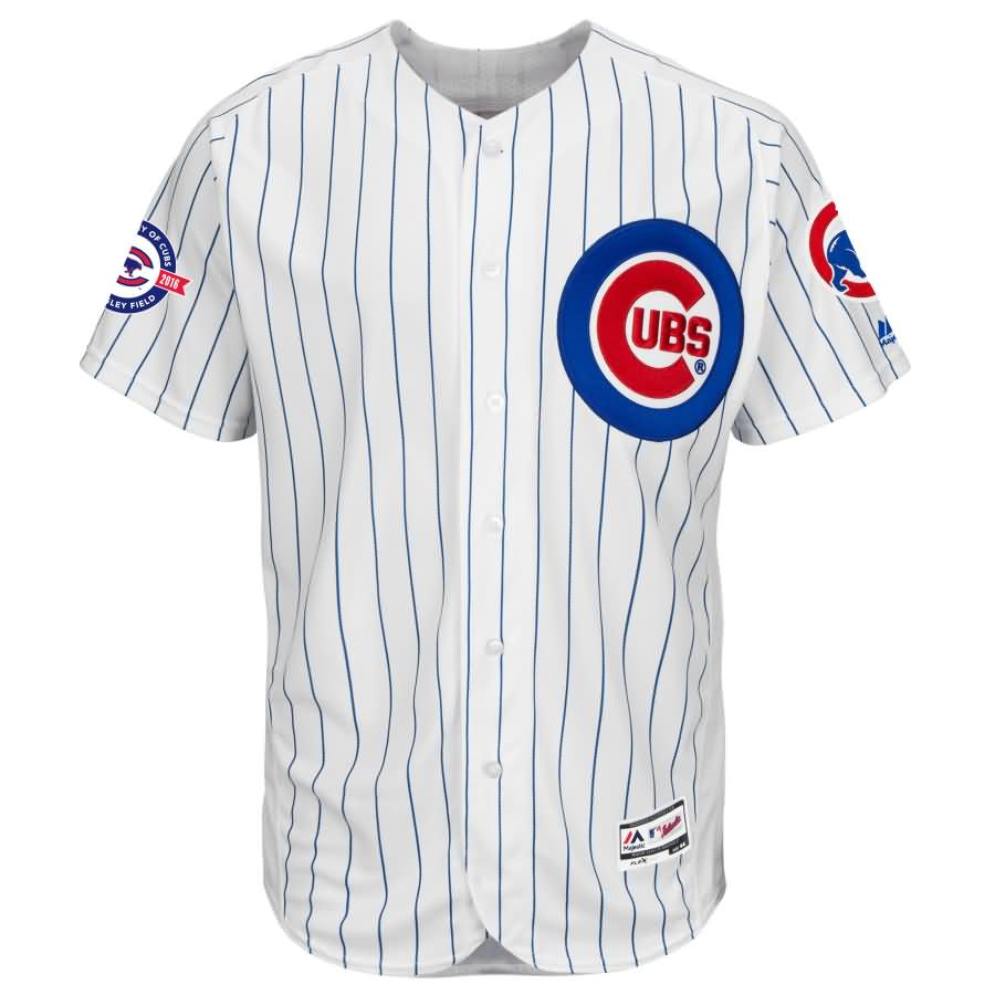 Chicago Cubs Majestic Home Wrigley 100 Years Commemorative Patch Flex Base Authentic Collection Jersey - White/Royal