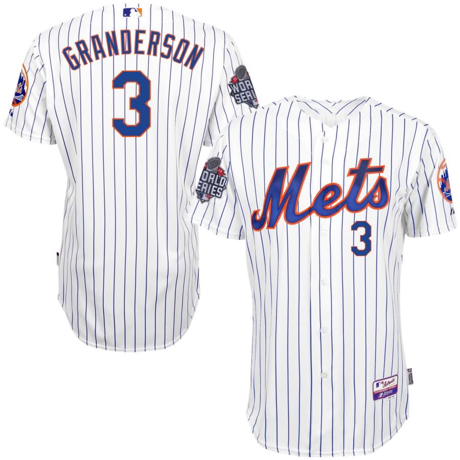 Curtis Granderson New York Mets Majestic Authentic Player Jersey with 2015 World Series Patch - White/Royal