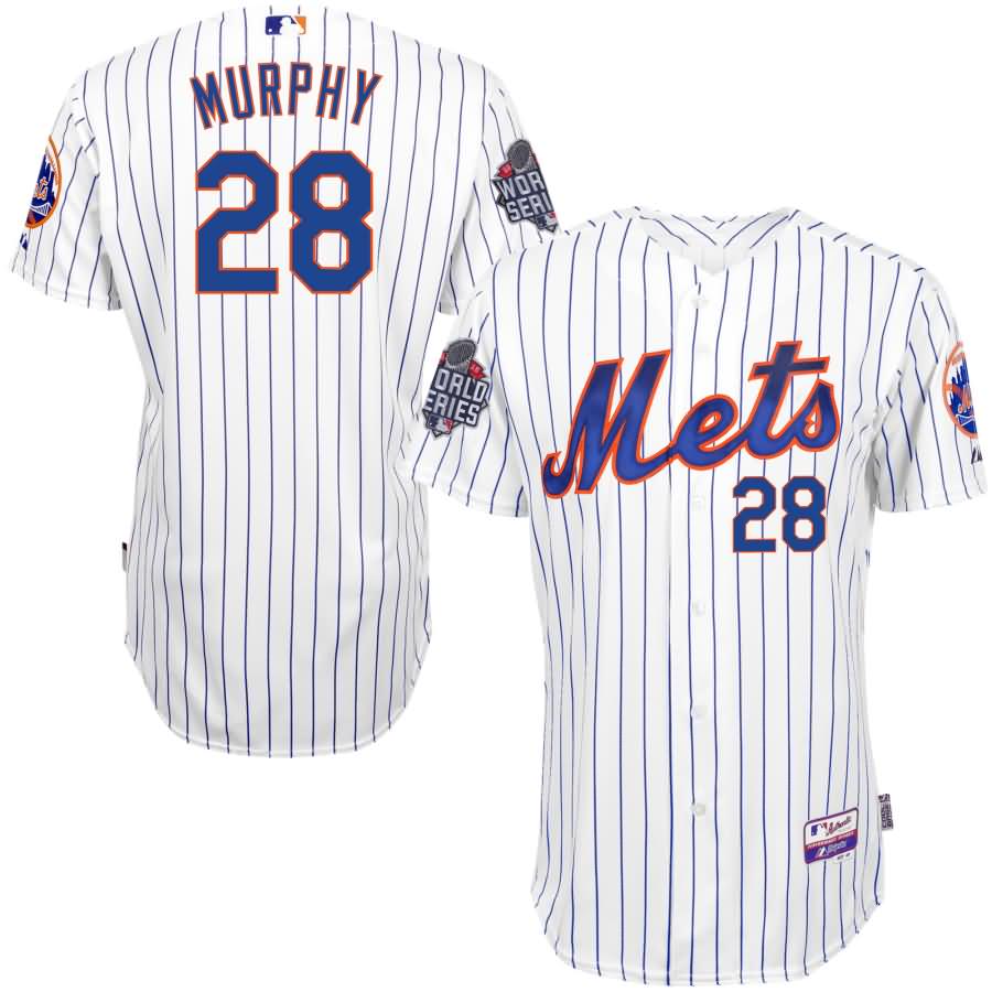 Daniel Murphy New York Mets Majestic Authentic Player Jersey with 2015 World Series Patch - White/Royal