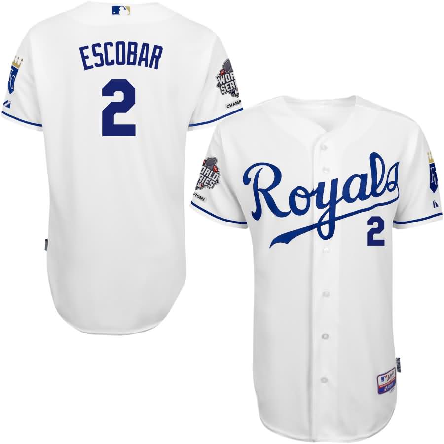 Alex Escobar Kansas City Royals Majestic Authentic Player Jersey with 2015 World Series Patch - White