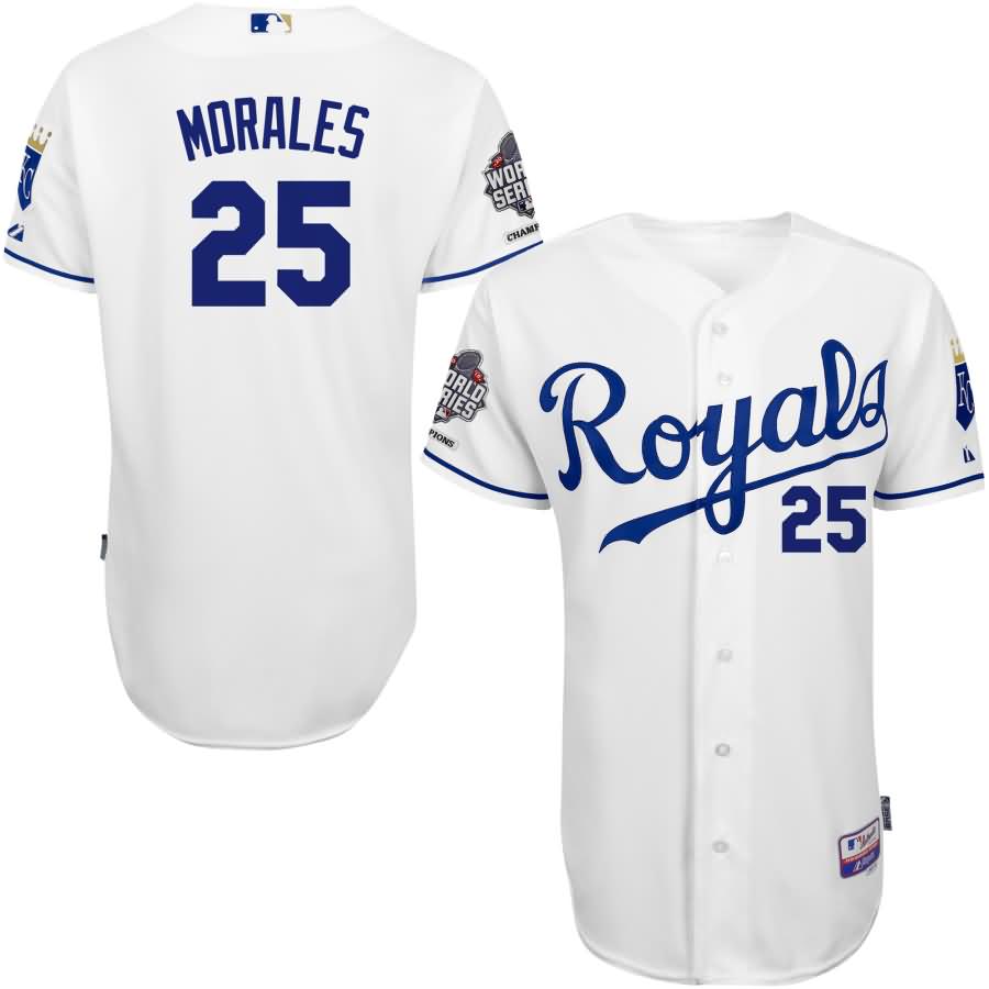 Kendrys Morales Kansas City Royals Majestic Authentic Player Jersey with 2015 World Series Patch - White