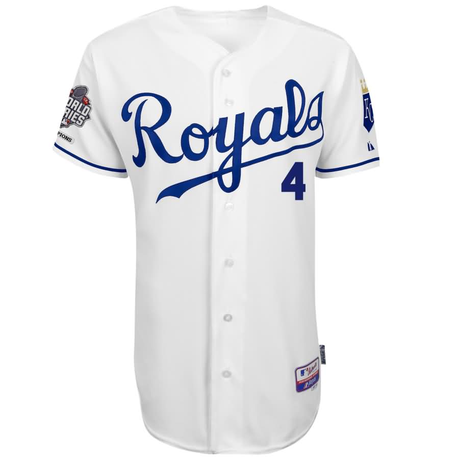 Alex Gordon Kansas City Royals Majestic Authentic Cool Base Player Jersey with 2015 World Series Champions Patch - White