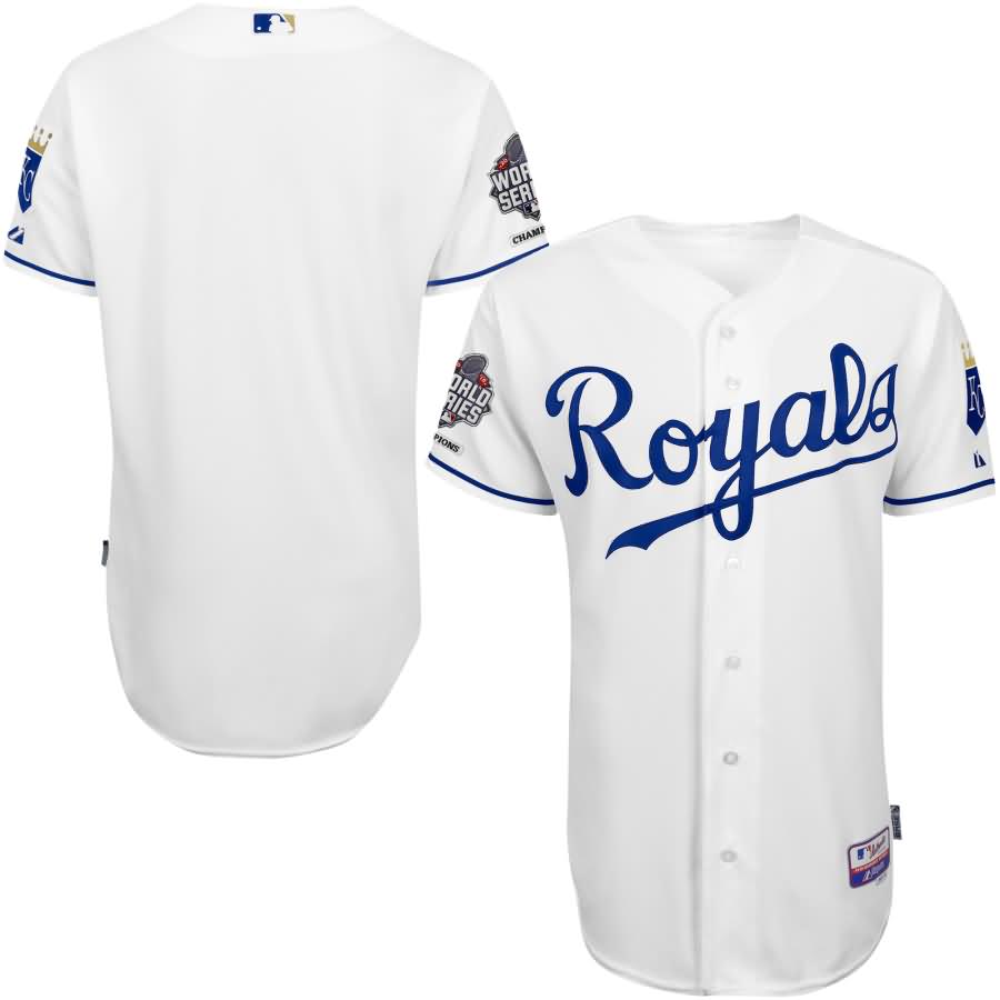 Kansas City Royals Majestic Authentic Cool Base Jersey with 2015 World Series Champions Patch - White