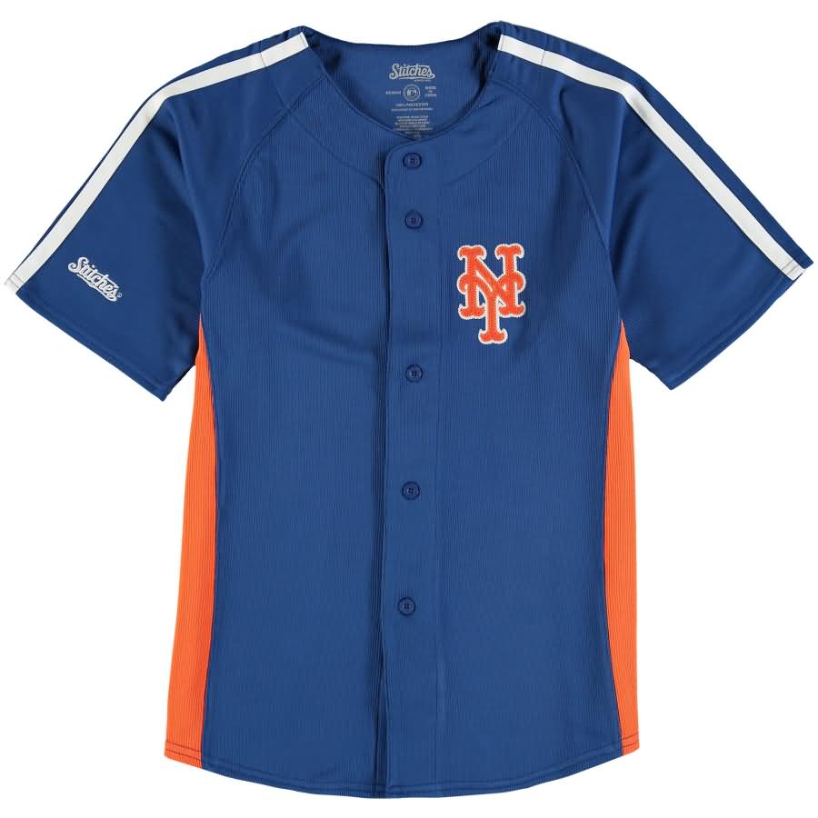 New York Mets Stitches Youth Chin Music Fashion Button Jersey - Royal