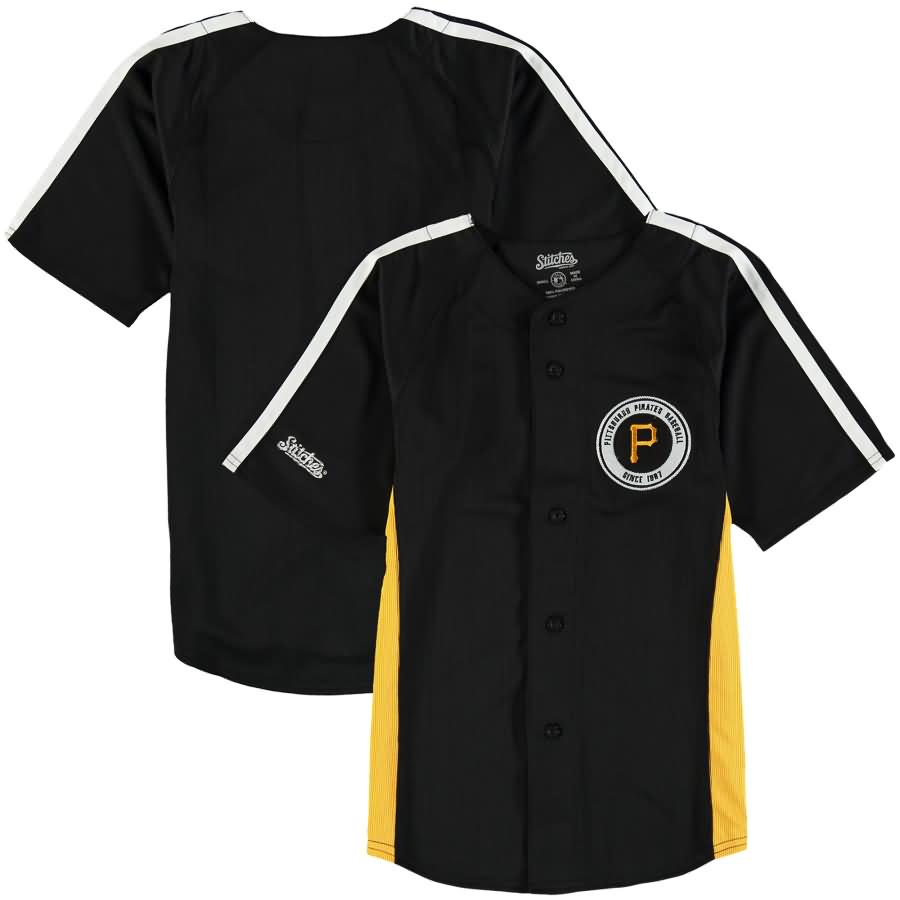 Pittsburgh Pirates Stitches Youth Chin Music Fashion Button Jersey - Black