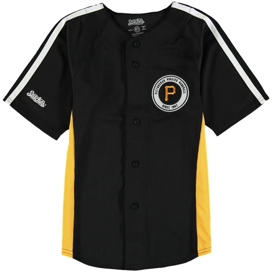 Pittsburgh Pirates Stitches Youth Chin Music Fashion Button Jersey - Black