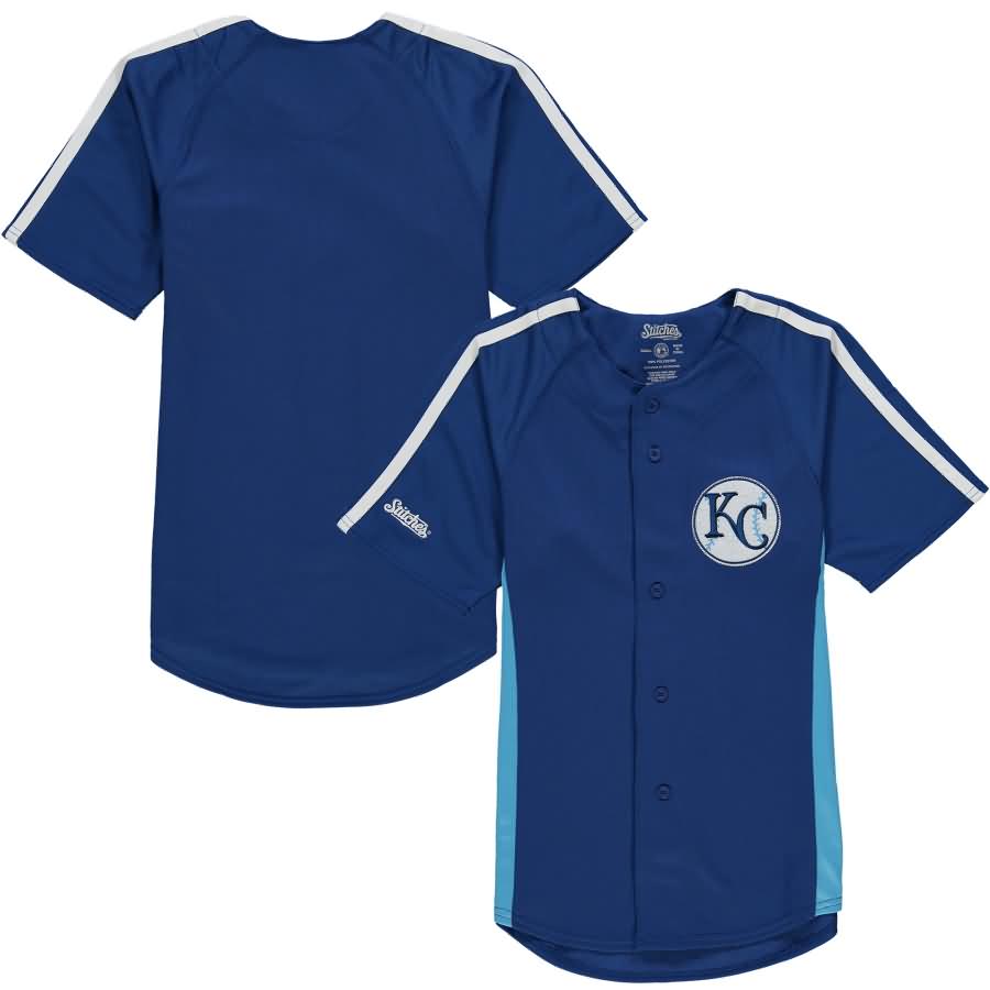 Kansas City Royals Stitches Youth Chin Music Fashion Button Jersey - Royal