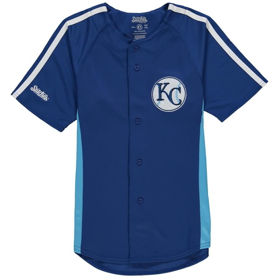 Kansas City Royals Stitches Youth Chin Music Fashion Button Jersey - Royal