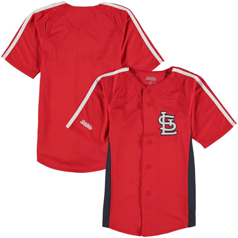 St. Louis Cardinals Stitches Youth Chin Music Fashion Button Jersey - Red