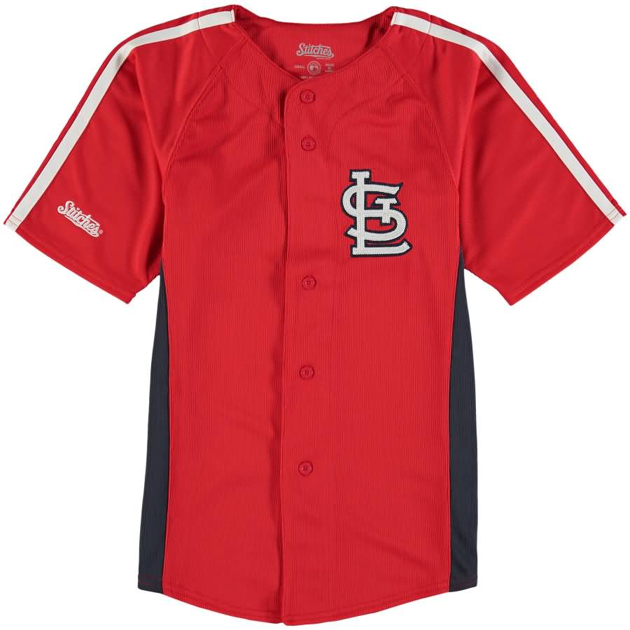 St. Louis Cardinals Stitches Youth Chin Music Fashion Button Jersey - Red