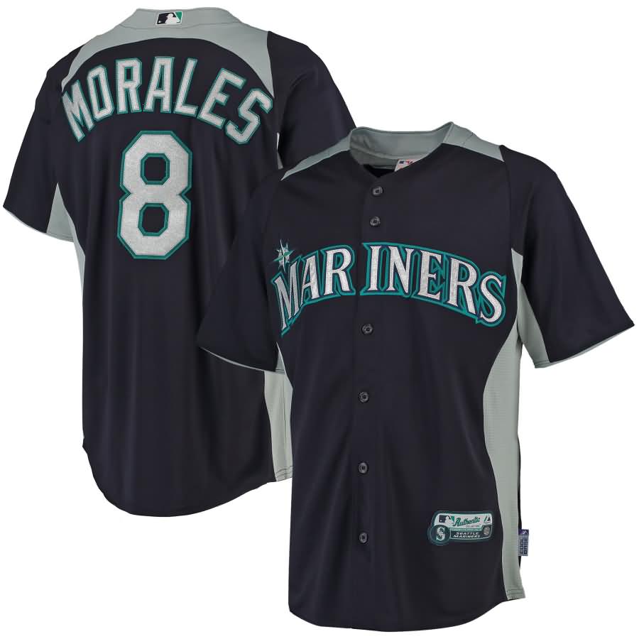 Kendrys Morales Seattle Mariners Majestic Mesh Batting Practice Button-Up Cool Base Jerseys - Navy