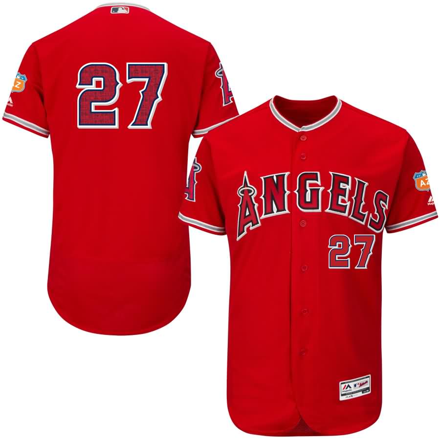 Mike Trout Los Angeles Angels Majestic Alternate 2016 Flex Base Authentic Collection On-Field Spring Training Player Jersey - Scarlet