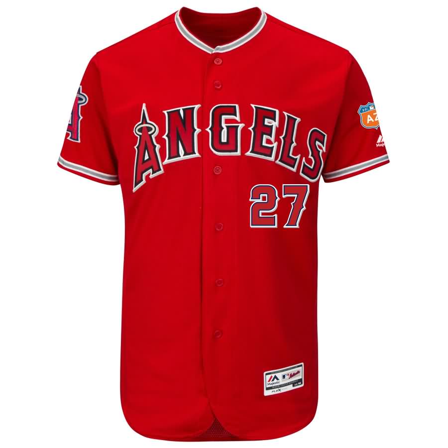 Mike Trout Los Angeles Angels Majestic Alternate 2016 Flex Base Authentic Collection On-Field Spring Training Player Jersey - Scarlet