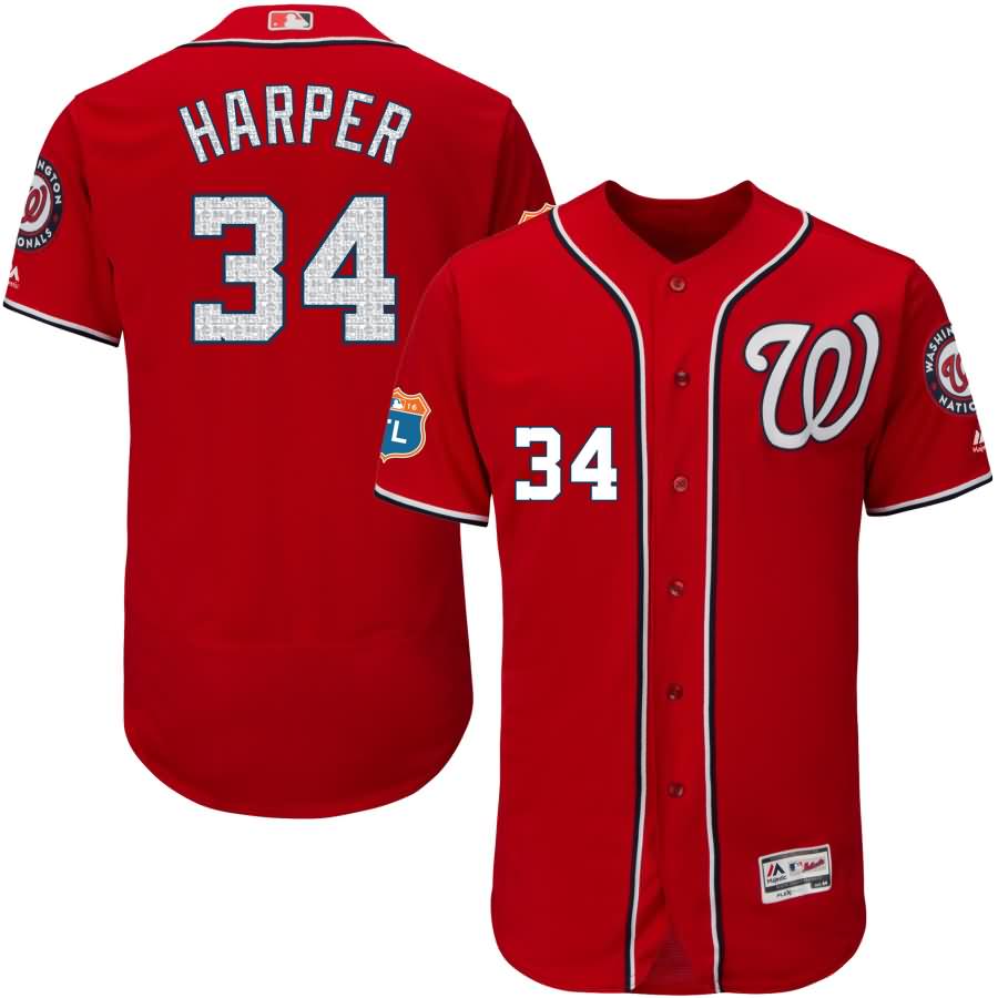 Bryce Harper Washington Nationals Majestic Alternate 2016 Flex Base Authentic Collection On-Field Spring Training Player Jersey - Scarlet