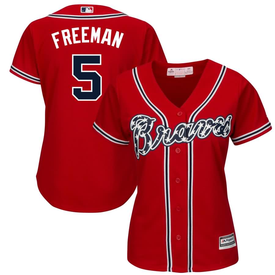 Freddie Freeman Atlanta Braves Majestic Women's Cool Base Player Jersey - Red