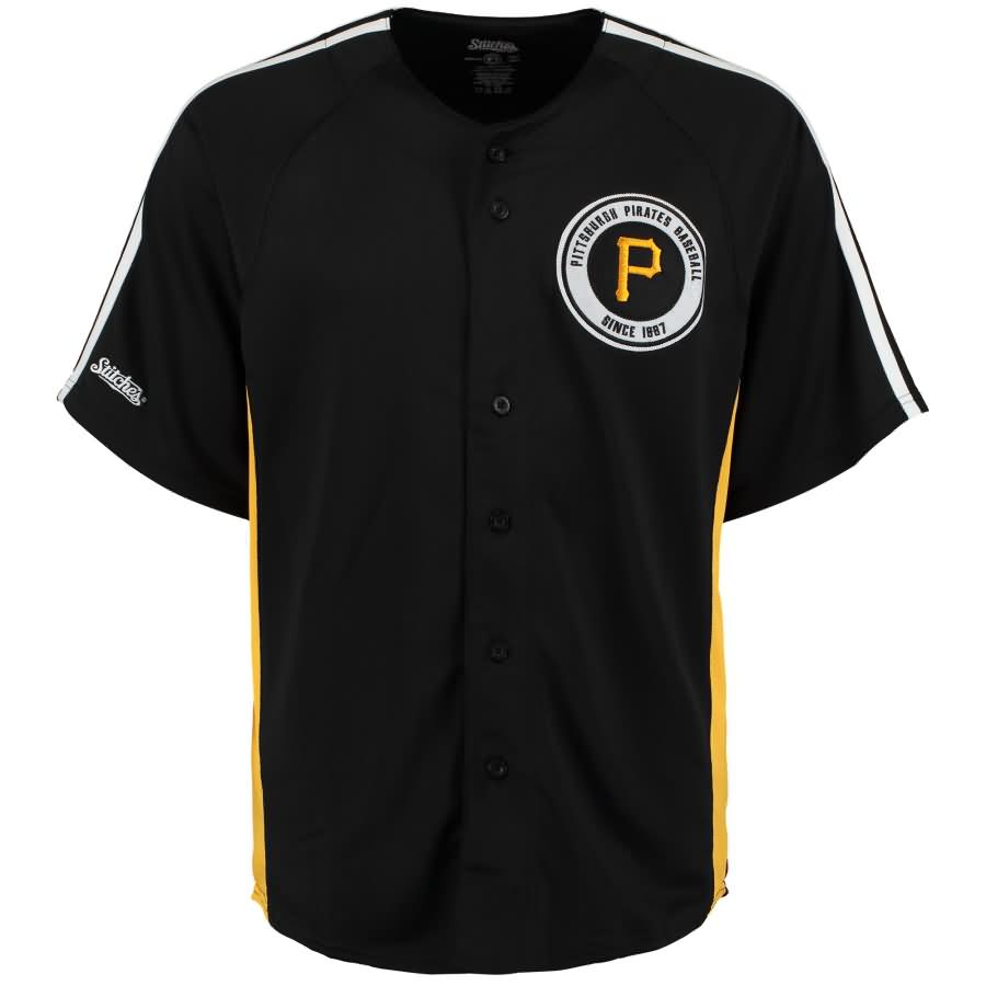 Pittsburgh Pirates Stitches Cut off Man Fashion Full Button Jersey - Black