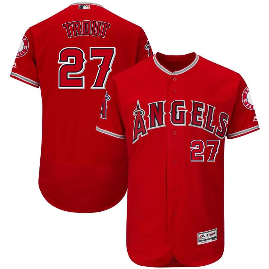 Mike Trout Los Angeles Angels Majestic Alternate Flex Base Authentic Collection Player Jersey - Scarlet