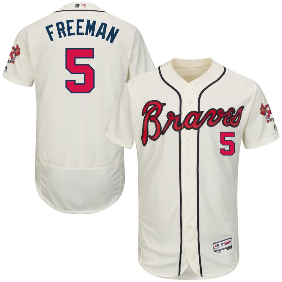 Freddie Freeman Atlanta Braves Majestic Alternate Flex Base Authentic Collection Player Jersey - Ivory