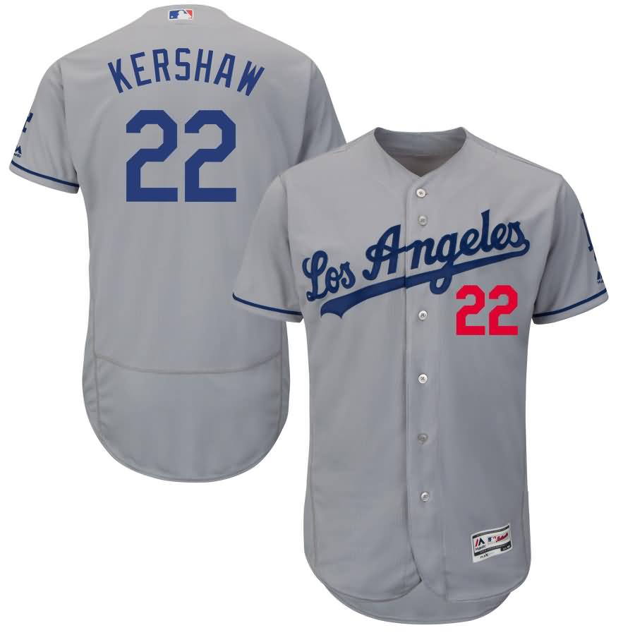 Clayton Kershaw Los Angeles Dodgers Majestic Road Flex Base Authentic Collection Player Jersey - Gray