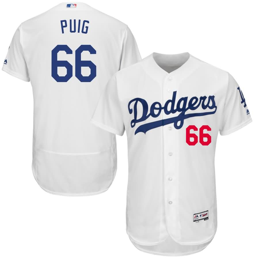 Yasiel Puig Los Angeles Dodgers Majestic Home Flex Base Authentic Collection Player Jersey - White