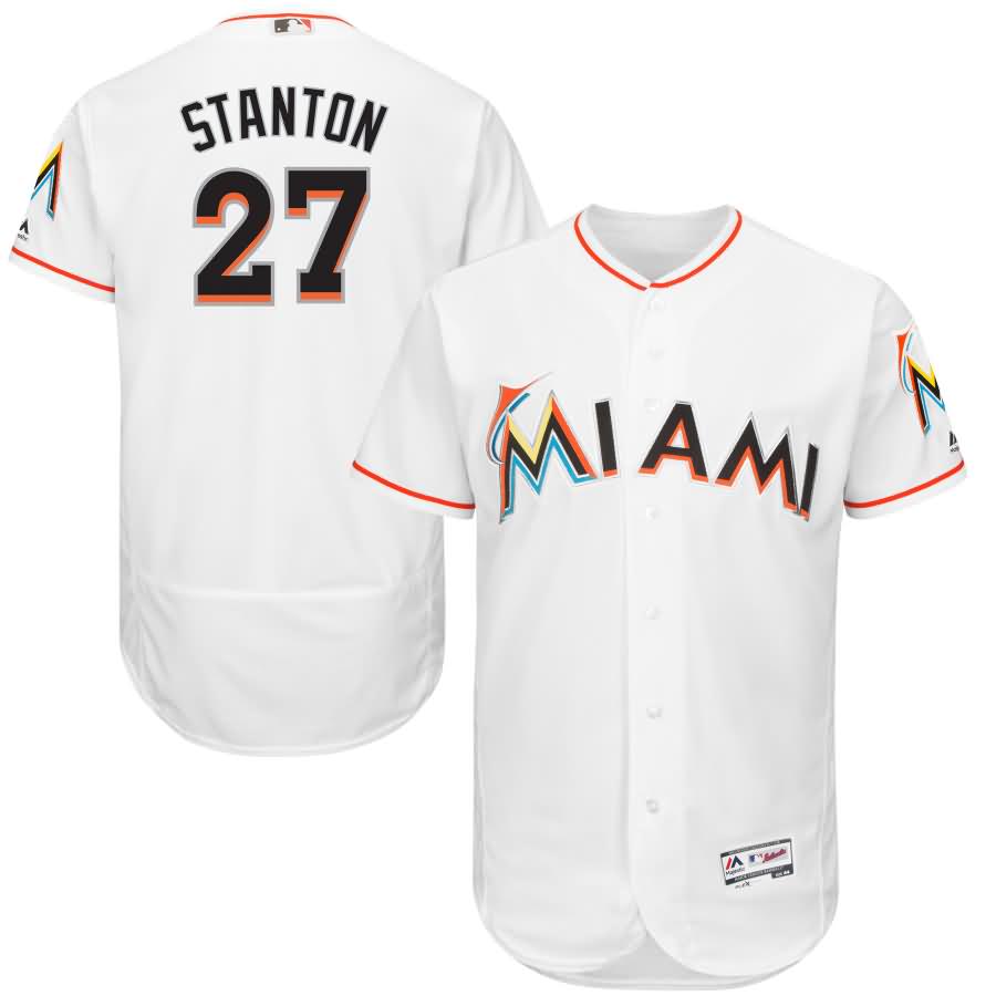 Giancarlo Stanton Miami Marlins Majestic Home Flex Base Authentic Collection Player Jersey - White