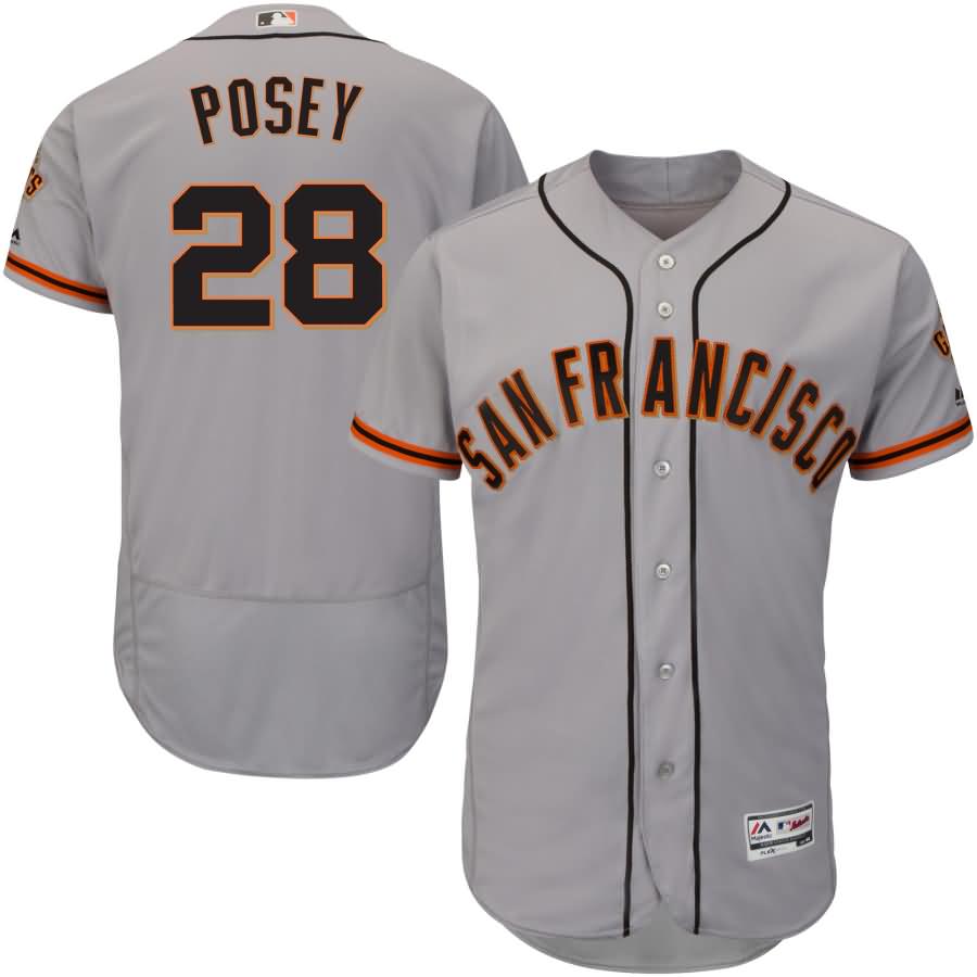 Buster Posey San Francisco Giants Majestic Road Flex Base Authentic Collection Player Jersey - Gray